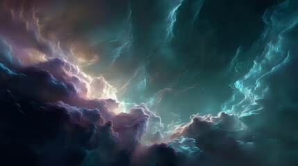 Space inspired abstract nebula clouds with soft glowing colors deep background cinematic lighting science and imagination theme