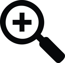 Fototapeta premium Magnifying glass with plus sign for search and zoom function