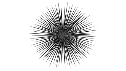 Obraz premium Black abstract radial pattern with sharp lines on white background.