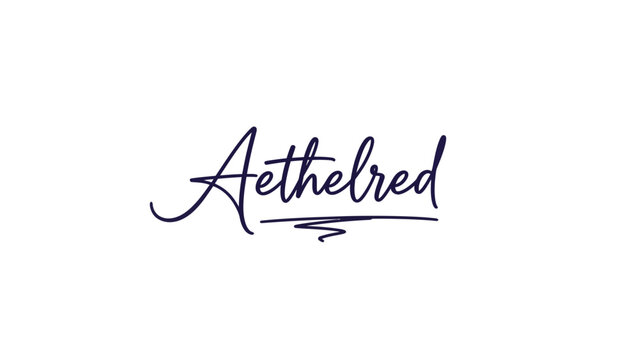 Aethelred in elegant script font with decorative underline