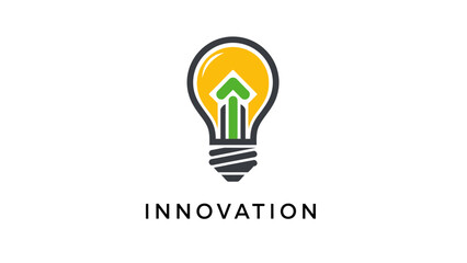 Creative light bulb with an upward arrow representing innovation and growth.