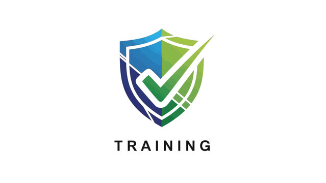 Shield checkmark logo for security and training concept.