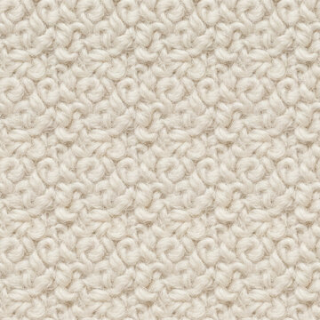 Cream boucle fabric texture, cozy knitted textile background