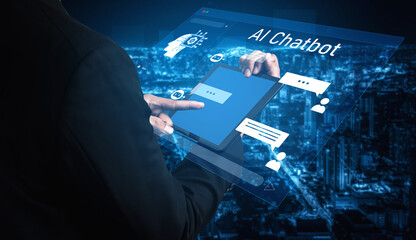 AI chatbot interface facilitates communication, chatbot, and AI interaction for automated user support and information exchange Vouch