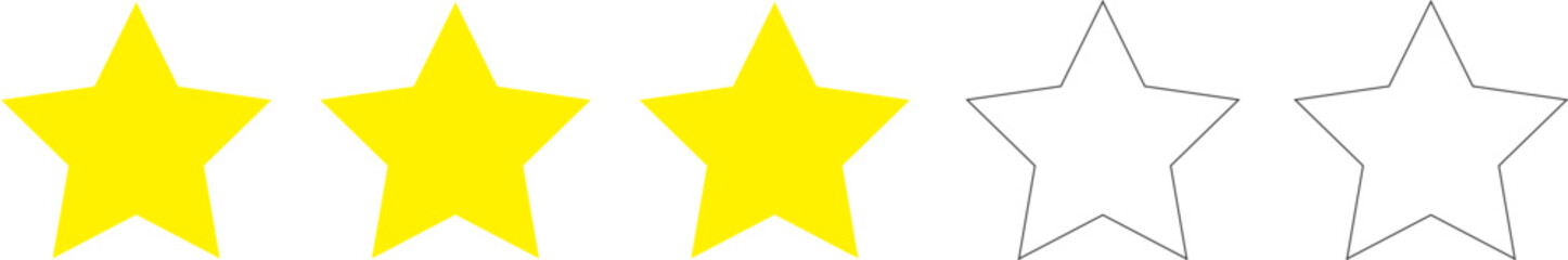 Fototapeta premium Rating Stars: Three golden stars shine, a beacon of excellence, signifying high quality and exceptional service, perfect for reviews and ratings.