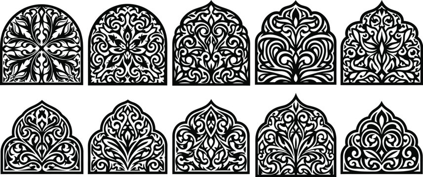 Intricate islamic arch silhouette designs