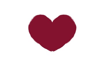 Valentine's Day. Bright red heart on white background, simple symbol of love, minimalist design.