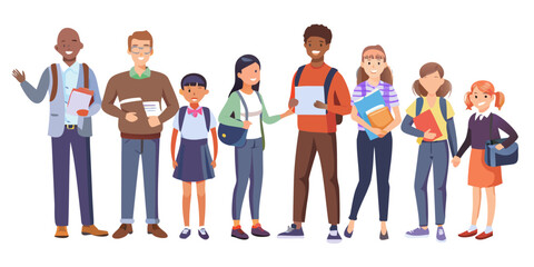 Obraz premium a group of diverse students standing together in a line