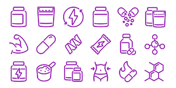 Sport supplements and fitness nutrition editable stroke outline icon isolated on white background flat vector illustration.
