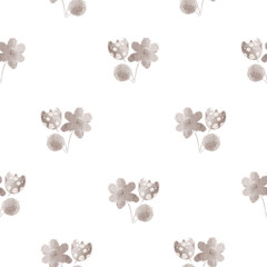 Hand drawn flowers seamless pattern