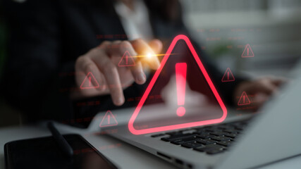 Cybersecurity alert warning showing red cyber for data breach, network threat, and cyber security system vulnerability with emphasis on security risk, caution, digital protection Latch