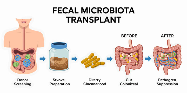 Fecal Microbiota Transplant Process Infographic Illustration