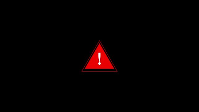 Warning alert icon animation with triangular caution symbol. Attention notification sign for error risk and system message. Safety indicator element for digital interface and alert display.