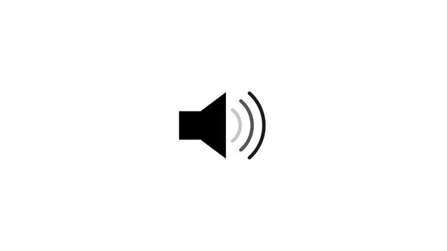 Speaker volume icon animation with sound wave signal. Audio output symbol for media control and sound level. Volume indicator element for digital system interface. Music speaker icon animation.