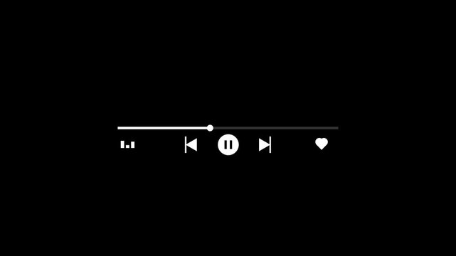 Minimal media playback bar with play pause and timeline control. Audio video navigation interface track progress and interaction. Digital player control element for application and device screen