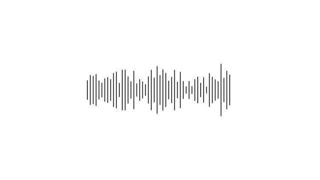 Audio waveform animation with dynamic sound level bars. Voice and music signal visualization for playback and recording concept. Digital sound pattern element for media and communication use.