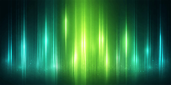 Abstract colorful and green vector background design featuring light wave lines and digital technology patterns with a bright gradient energy texture and blue space backdrop illustration