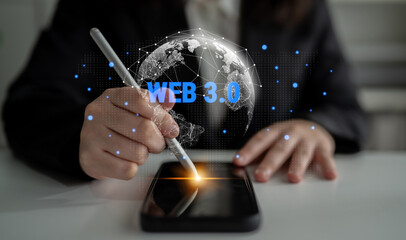 The network architecture of the global Web 3.0. A concept of a worldwide, interconnected, and decentralized digital infrastructure for the future. Motif