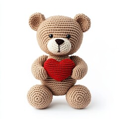 Obraz premium Handmade amigurumi Valentine character on white background.