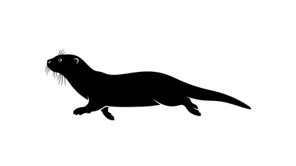 Black silhouette of an otter on a white background.