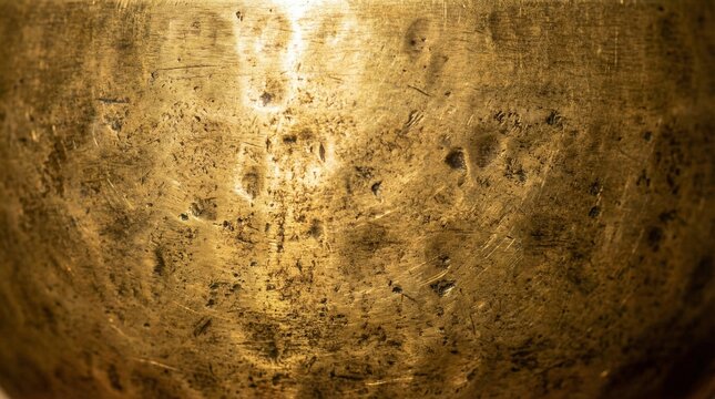 Hand hammered brass texture of traditional Tibetan singing bowl