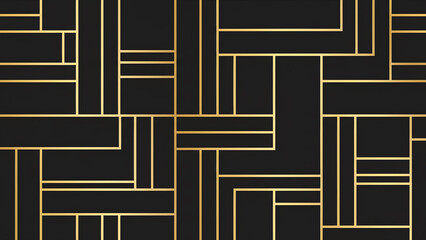 Black Gold Linear Geometric Pattern Modern