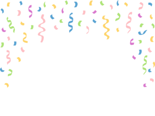 party streamers and confetti on transparent background.