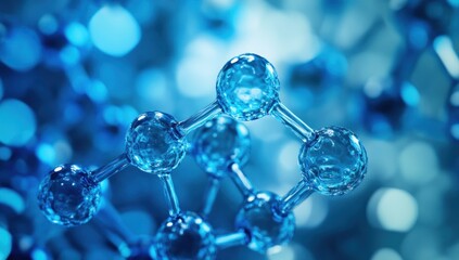 Close-up captivating visualization of molecular structure in vibrant shades of blue