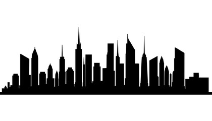 Obraz premium Skyline-Silhouetten von Städten. Die feinen architektonischen Details kommen besonders auf glatten Oberflächen gut zur Geltung.KI Generiert