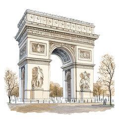 Obraz premium Arc de Triomphe. Arc de Triomphe watercolor vector illustration