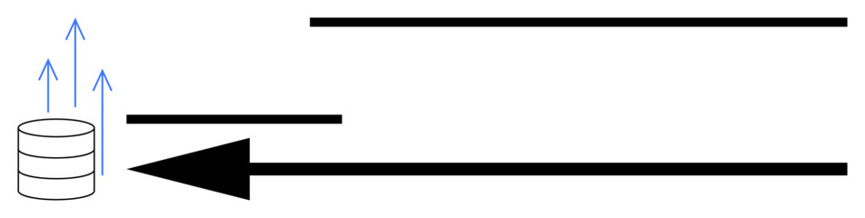 Obraz premium Data flow illustration. Data via directional arrows demonstrating retrieval and processing flow from a database. Ideal for database management, software visualization, and IT systems. Topics database