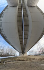 Winter walk near pentele bridge by snowy riverside
