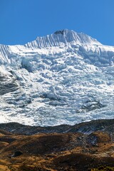 Mountain with ice glacial seracs ice serac