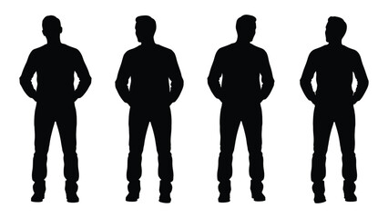 four black silhouettes of men standing in a row high quality