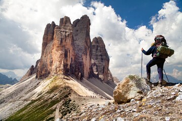 Drei Zinnen or Tre Cime di Lavaredo with hiker