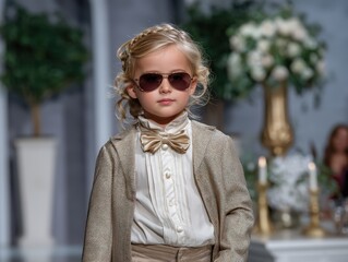 Young Boy in Tweed Suit and Tie, Portrait of Stylish Child, Classic Gentleman Style, Fashionable Kid, Elegant Portrait