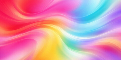 Obraz premium An artistic abstract background design featuring a vibrant rainbow pattern with flowing colorful waves of blue, green, and orange light textures for a bright motion blur illustration wallpaper