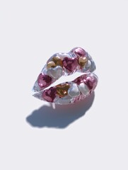 Abstract 3D Rendered Lips Sculpture - Modern Art, Beauty, Digital Design, and Cosmetic Concept.