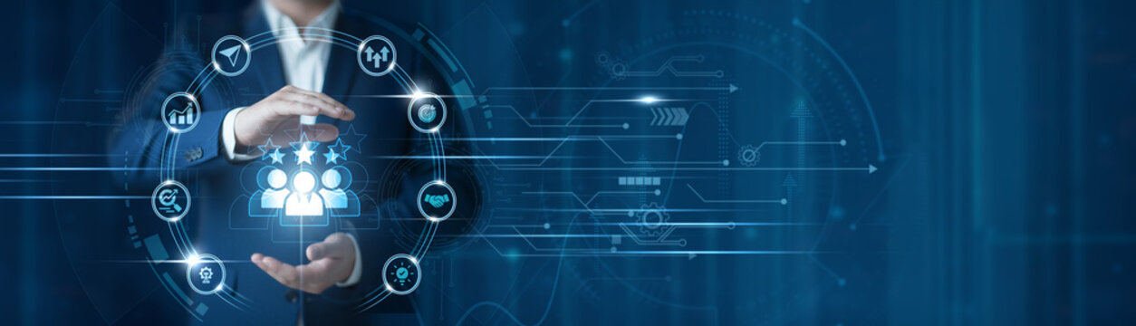 Businessman hand hold leadership strategy, executive decision making framework, organizational vision, team management, corporate governance principles, business management excellence