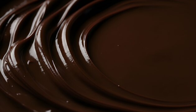 Rich chocolate flows smoothly in a close-up view of a delicious dessert