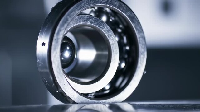 Close-up of intricate metal bearing system