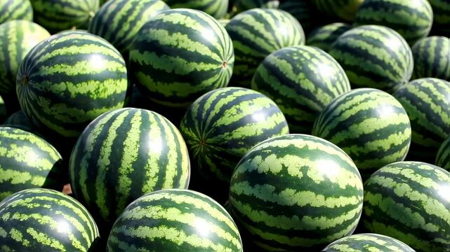 Close-up view of many whole watermelons