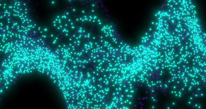 Animation of a bright blue and purple swirl of light with many small dots. The image is of a computer generated pattern