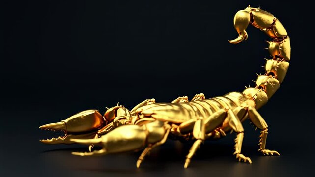 Golden scorpion on black background