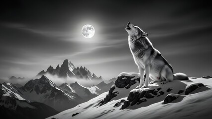 wolf howling at the moon