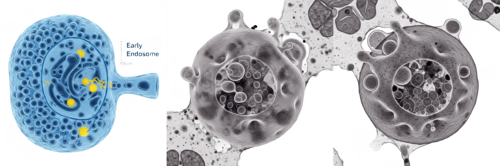 Cell Early Endosome (Sorting Endosome) Membrane Bound Vesicle Receiving Internalized Material from Plasma Membrane for Sorting, Recycling or Degradation in Eukaryotic Cells Isolated on White Backgroun