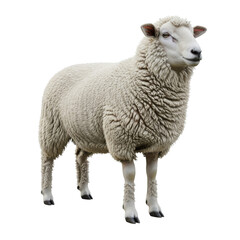 Obraz premium white sheep studio portrait with fluffy wool on white background
