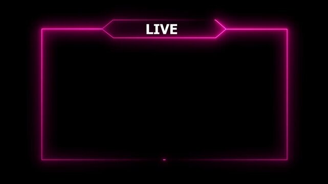 live streaming neon text frame animation box frame neon red frame live streaming game live Stream overlay animation for live streaming video Titles 4k.live streaming neon text frame animation box