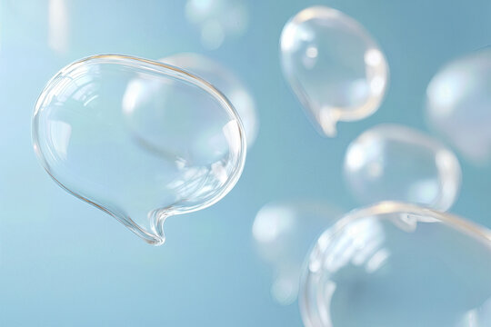 Chat Theme Transparent Speech Bubbles Floating on Blue Background for Modern Communication - Powered by Adobe