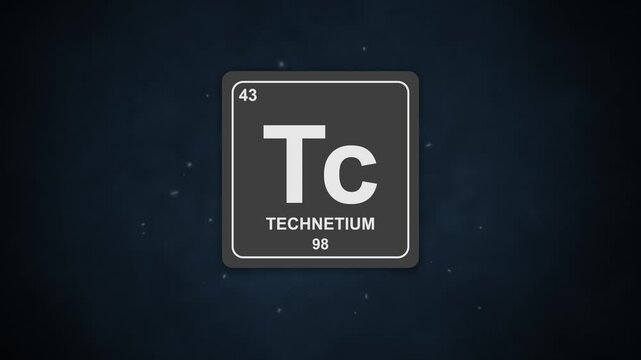 43 Technetium element symbol Tc 2D animation with modern periodic table backdrop